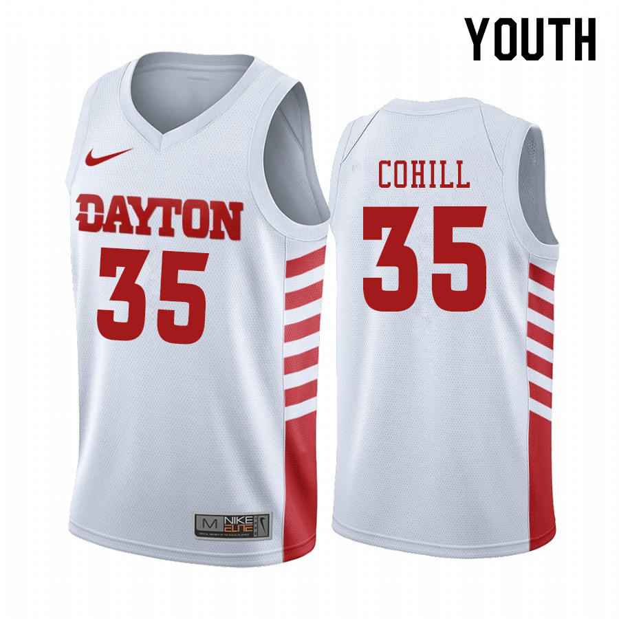 Youth #35 Dwayne Cohill Dayton Flyers College Basketball Jerseys Sale-White